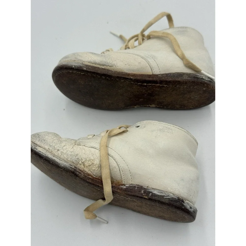 Antique Unisex Infant Toddler Baby Lace Shoes Leather Vintage